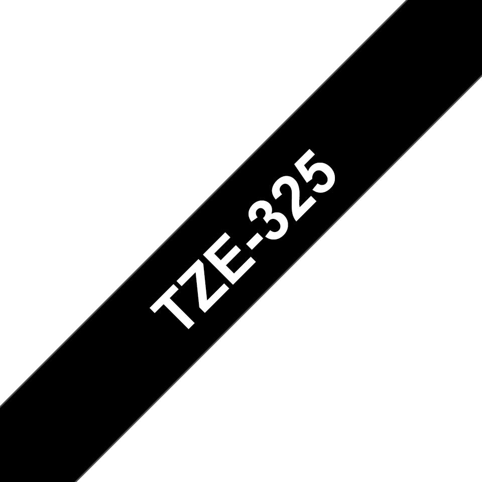 Casetă cu bandă de etichete originală Brother TZe-325 – alb pe negru, 9 mm lățime